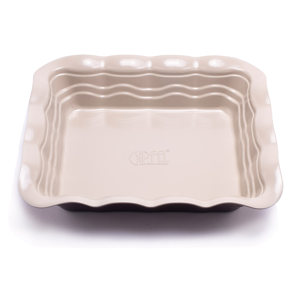 картинка 1896 GIPFEL Форма для выпечки OVEN 29,5x25,5x6,6см прямоугольная с антипригарным покрытием Whitford. Цвет: внутри кремовый, снаружи коричневый. Материал: Углеродистая сталь от магазина Gipfel