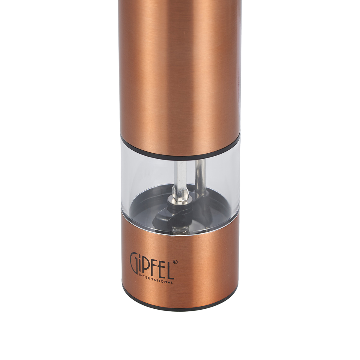 картинка 9149 GIPFEL Мельница TROPICA для перца, электрическая, высота 22 см. Цвет: медный. Материал: нерж. сталь, органическое стекло, керамика, пластик. от магазина Gipfel