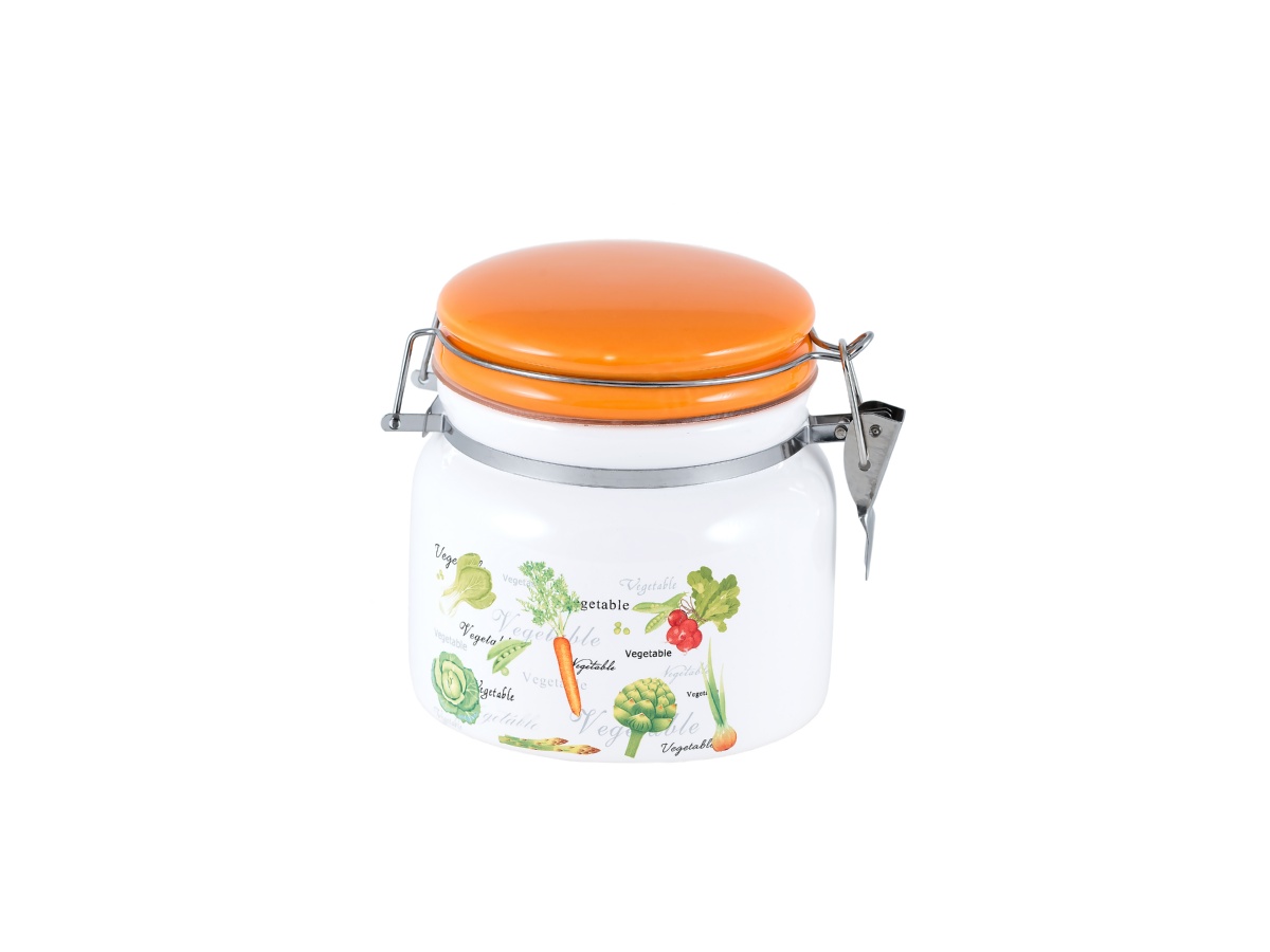 картинка 3852 GIPFEL Емкость для хранения продуктов с герметичной крышкой VEGETAL 900мл. Материал: керамика. Базовые цвета: белый, оранжевый. от магазина Gipfel