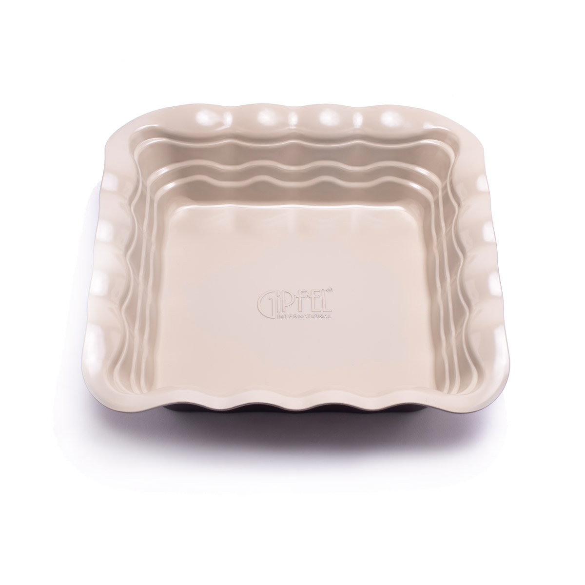 картинка 1895 GIPFEL Форма для выпечки OVEN 25,3x25,3x5,0см квадратная с антипригарным покрытием Whitford. Цвет: внутри кремовый, снаружи коричневый. Материал: Углеродистая сталь от магазина Gipfel