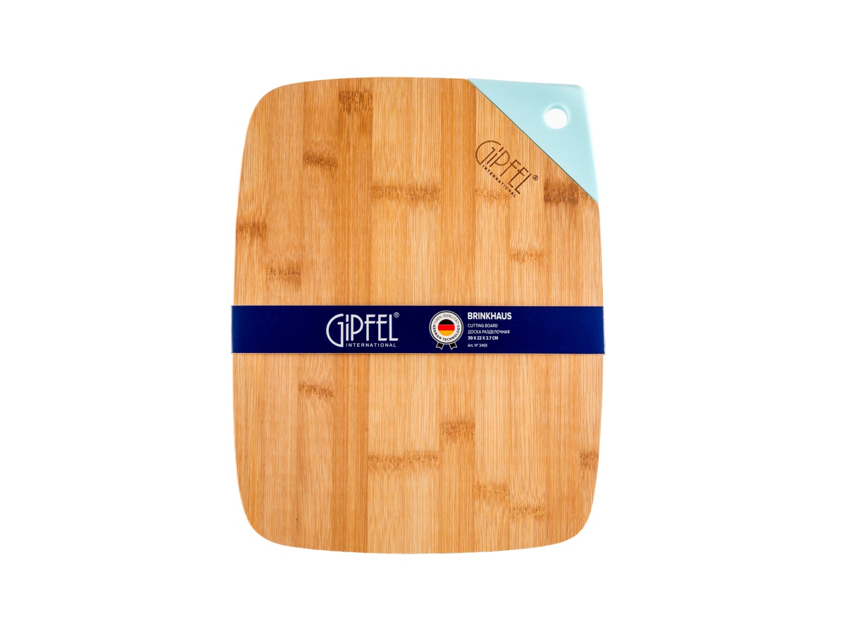 картинка 3471 GIPFEL Доска разделочная BRINKHAUS 39х29х2,7см c бирюзовым силиконовым подвесом. Материал: бамубук, силикон от магазина Gipfel
