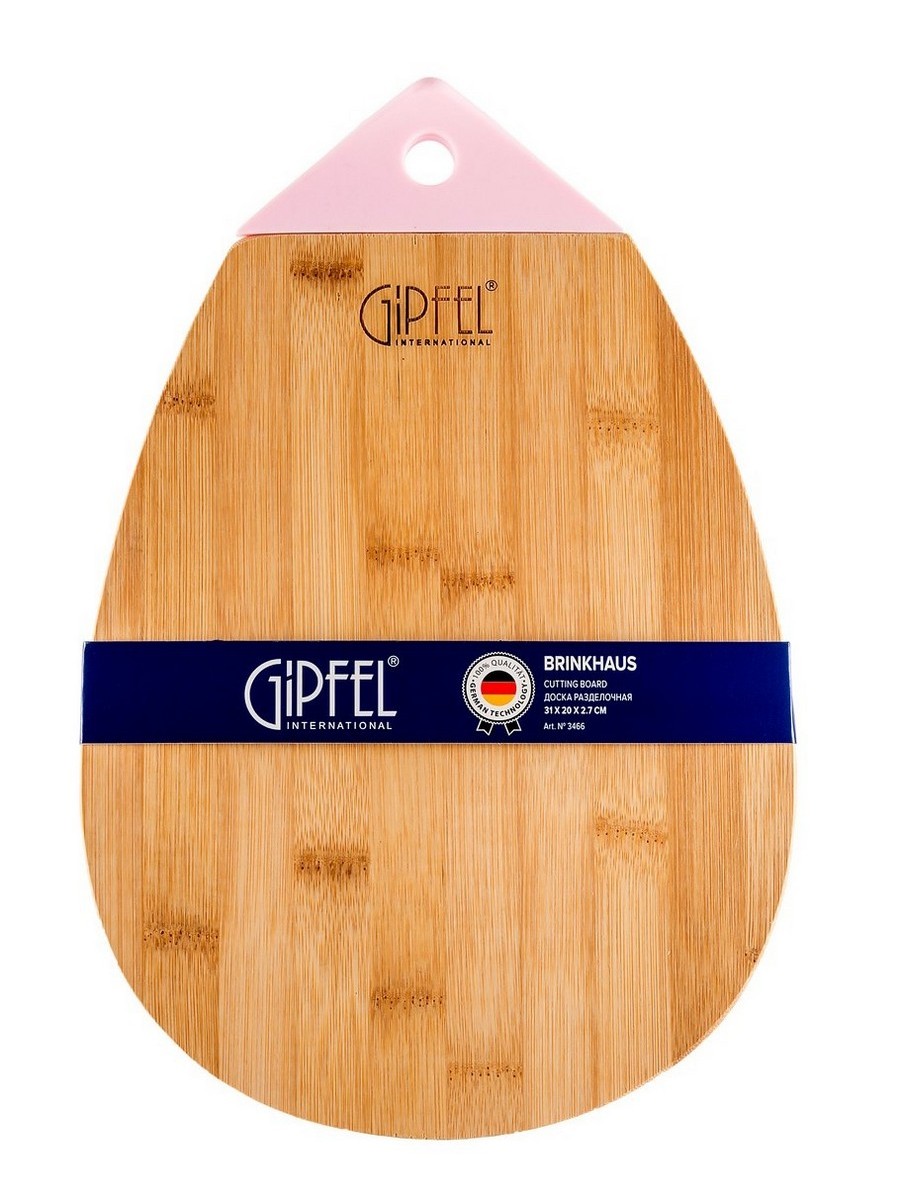 картинка 3468 GIPFEL Доска разделочная BRINKHAUS 32х25х2,7см c розовым силиконовым подвесом. Материал: бамубук, силикон. от магазина Gipfel
