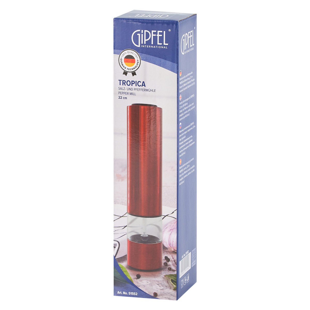 картинка 9148 GIPFEL Мельница TROPICA для перца, электрическая, высота 22 см. Цвет: серебристый. от магазина Gipfel