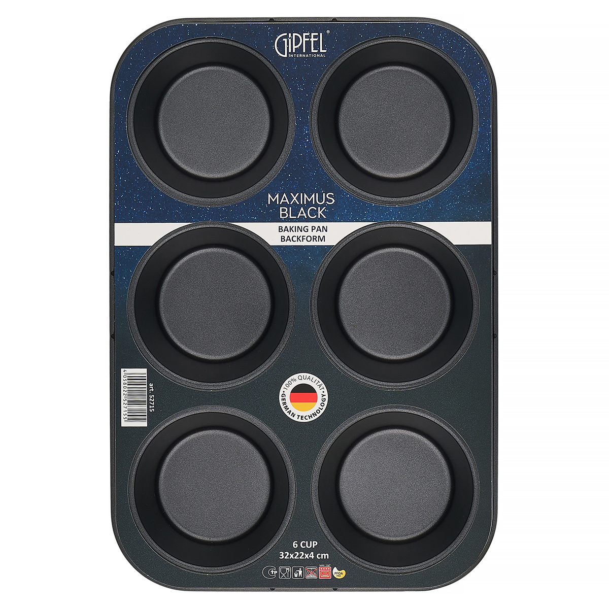 Форма для выпечки маффинов Gipfel Maximus Black 52715 32x22х4 см фото