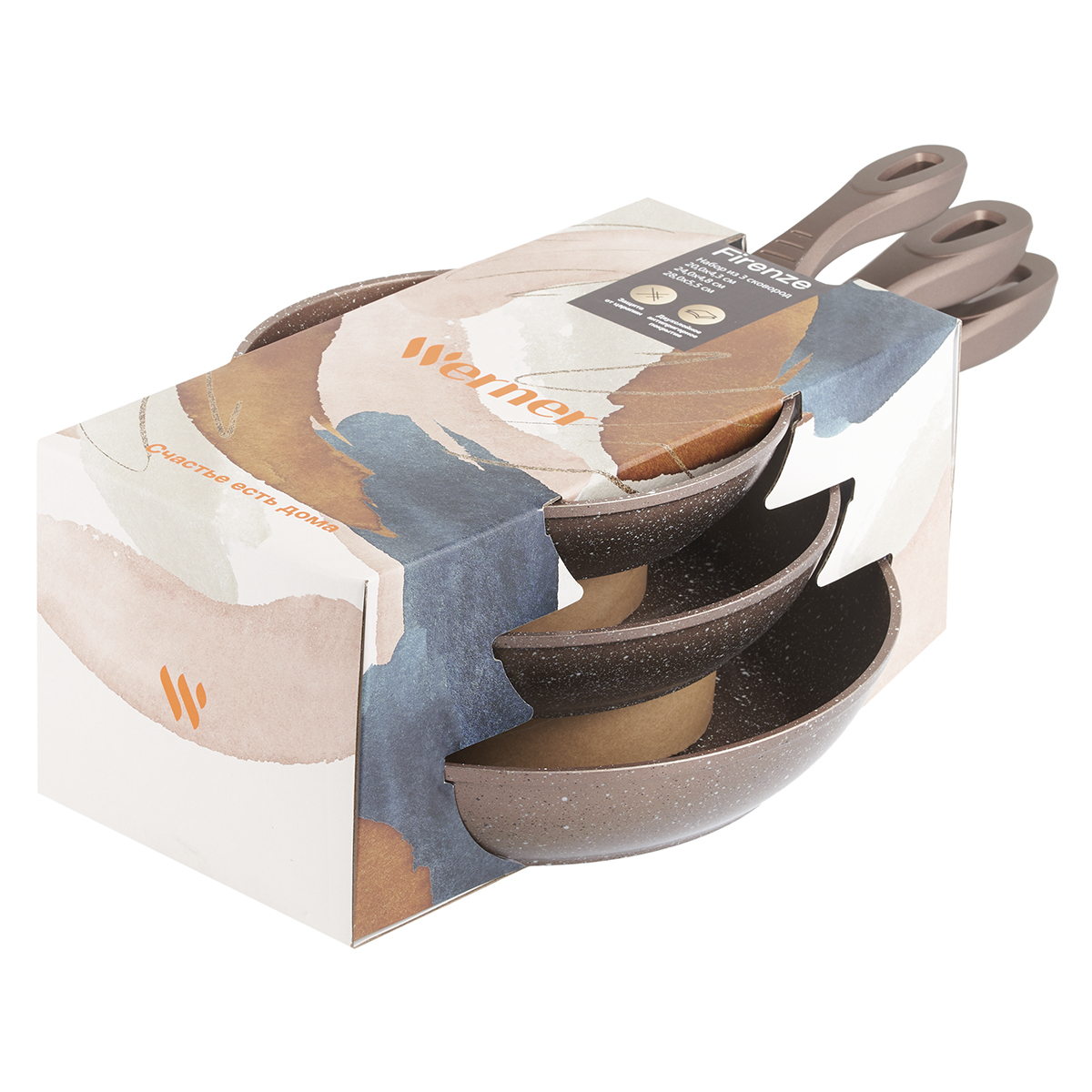 Набор из 3 алюминиевых сковород Werner Firenze 50309 20 см 24 см и 28 см фото