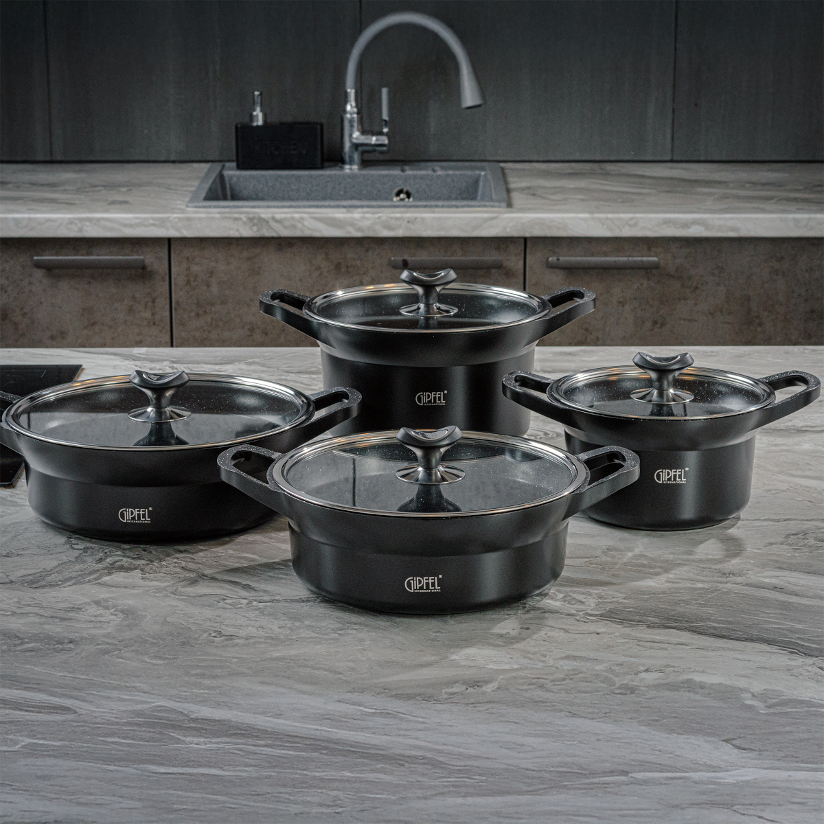 Кастрюля-сотейник из литого алюминия Gipfel Azul Black 51921 26 см/3,7 л фото