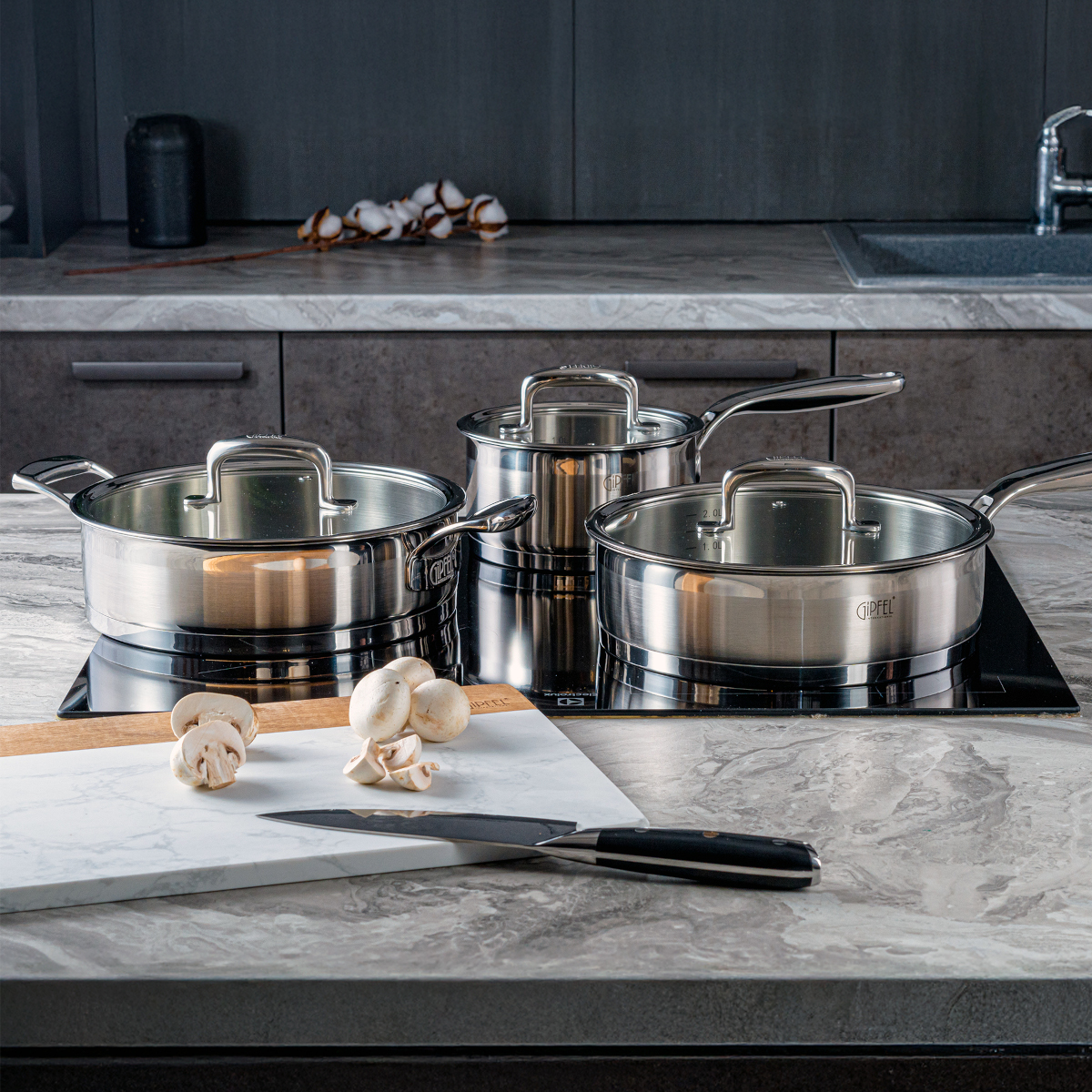 Сотейник из нержавеющей стали Gipfel Prestige 52007 24 см/2,9 л фото