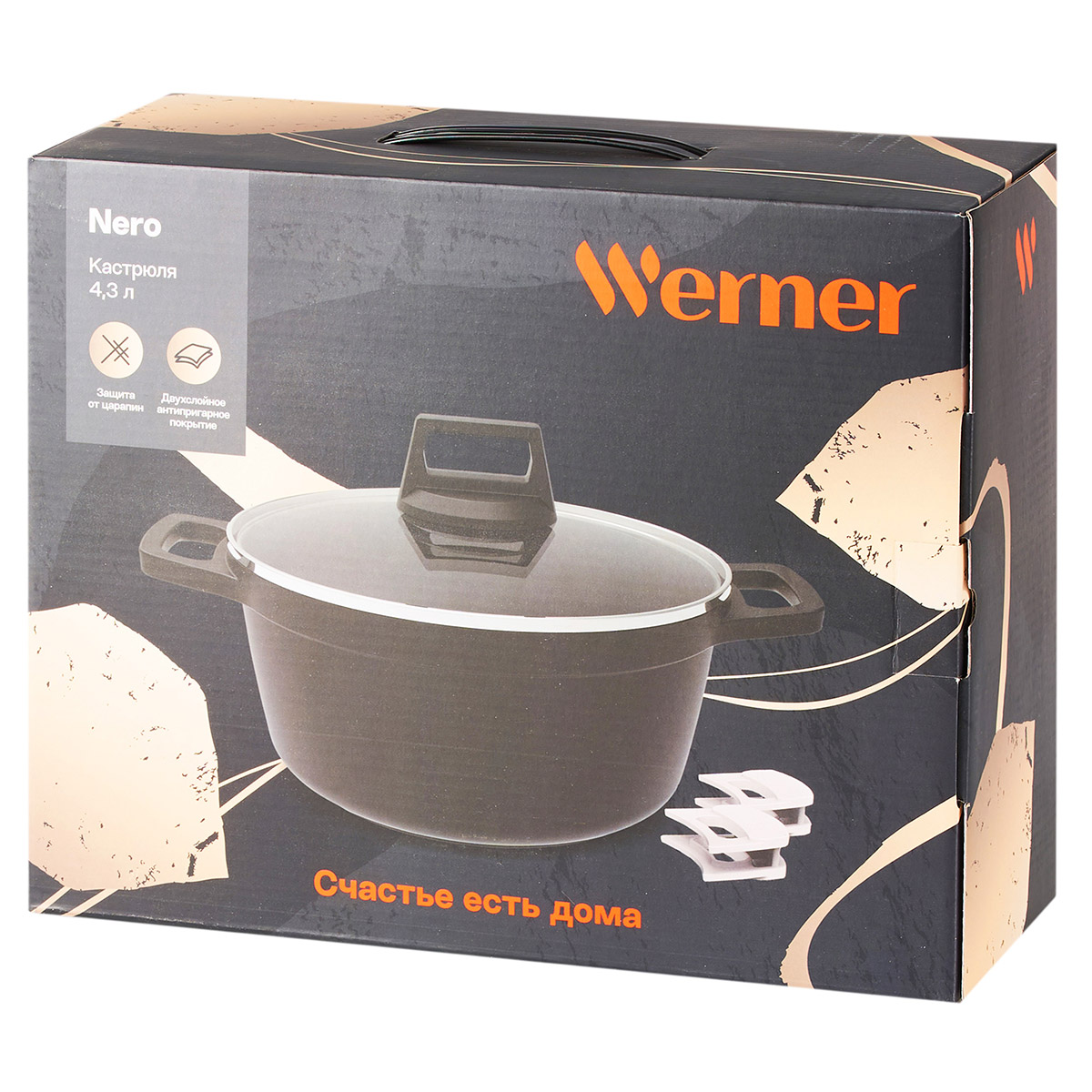 Алюминиевая кастрюля Werner Nero 52087 24 см/4,3 л фото