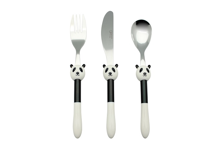 картинка 8438 GIPFEL Набор детских столовых приборов PANDA 3пр. Цвет ручки: Черный, белый. Материал: Нержавеющая сталь 18/0, пластик ABS от магазина Gipfel