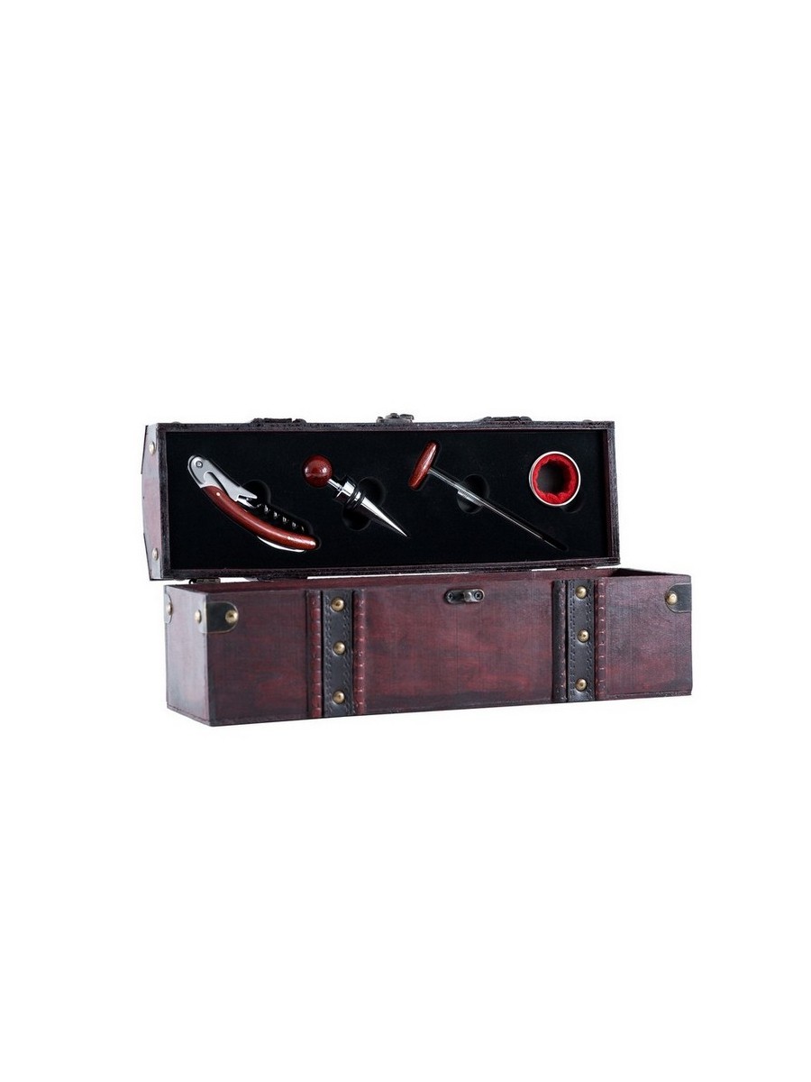 картинка 9628 GIPFEL Футляр из дерева для вина с винными аксессуарами (4 предмета), 34х10,5х13см. Материал: МДФ, нерж сталь. от магазина Gipfel