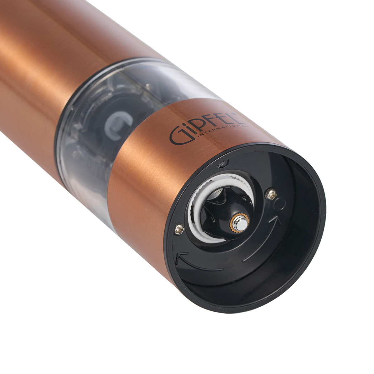 картинка 9149 GIPFEL Мельница TROPICA для перца, электрическая, высота 22 см. Цвет: медный. Материал: нерж. сталь, органическое стекло, керамика, пластик. от магазина Gipfel