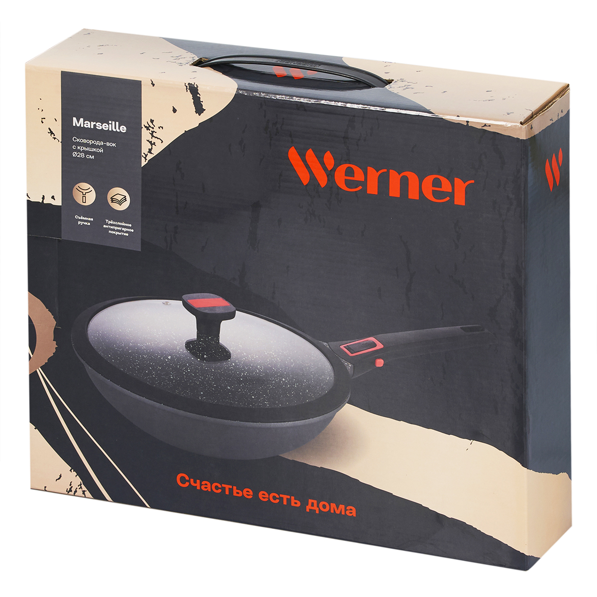 Алюминиевая сковорода-вок Werner Marseille 50320 28 см/3,4 л фото