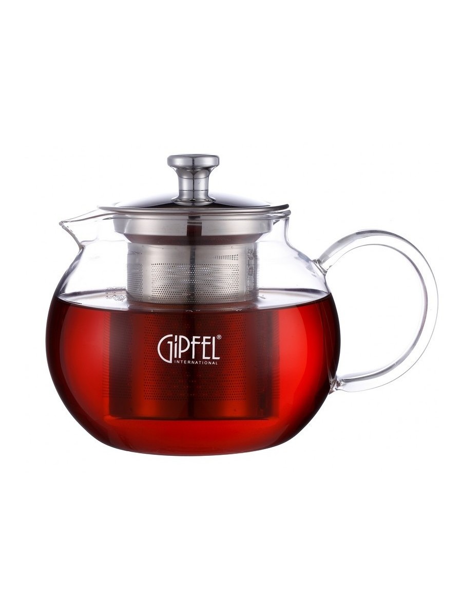 картинка 7083 GIPFEL Чайник заварочный BRILLIANS 800мл Материал: боросиликатное стекло, ситечко и крышка нержавеющая сталь. от магазина Gipfel