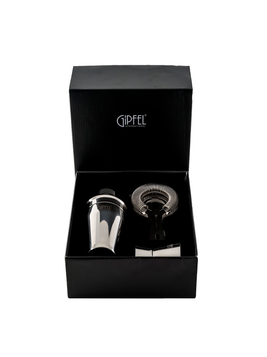 картинка 9617 GIPFEL Набор бармена (коктейльный шейкер 350мл, стрейнер, джиггер). Материал: нерж. сталь. от магазина Gipfel