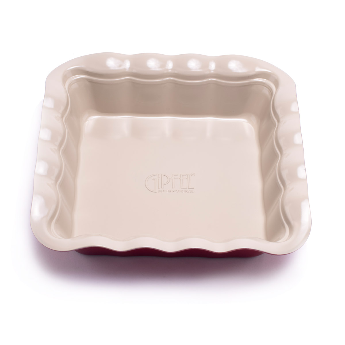 картинка 1889 GIPFEL Форма для выпечки OVEN 25,3x25,3x5,0см квадратная с антипригарным покрытием Whitford. Цвет: внутри кремовый, снаружи красный. Материал: Углеродистая сталь от магазина Gipfel