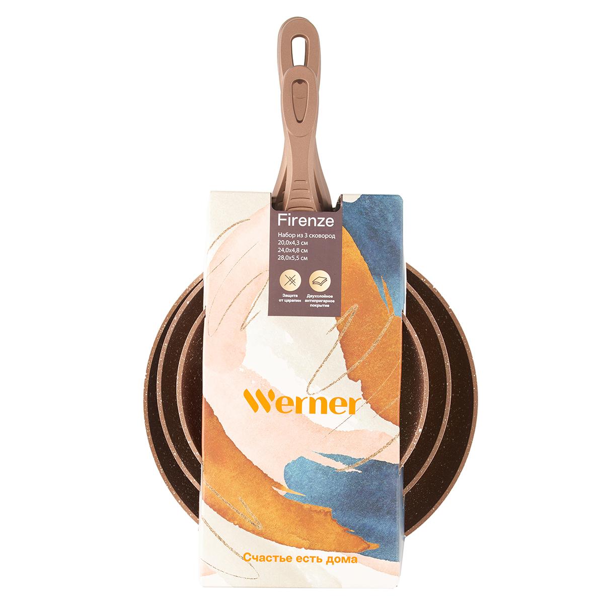 Набор из 3 алюминиевых сковород Werner Firenze 50309 20 см 24 см и 28 см фото