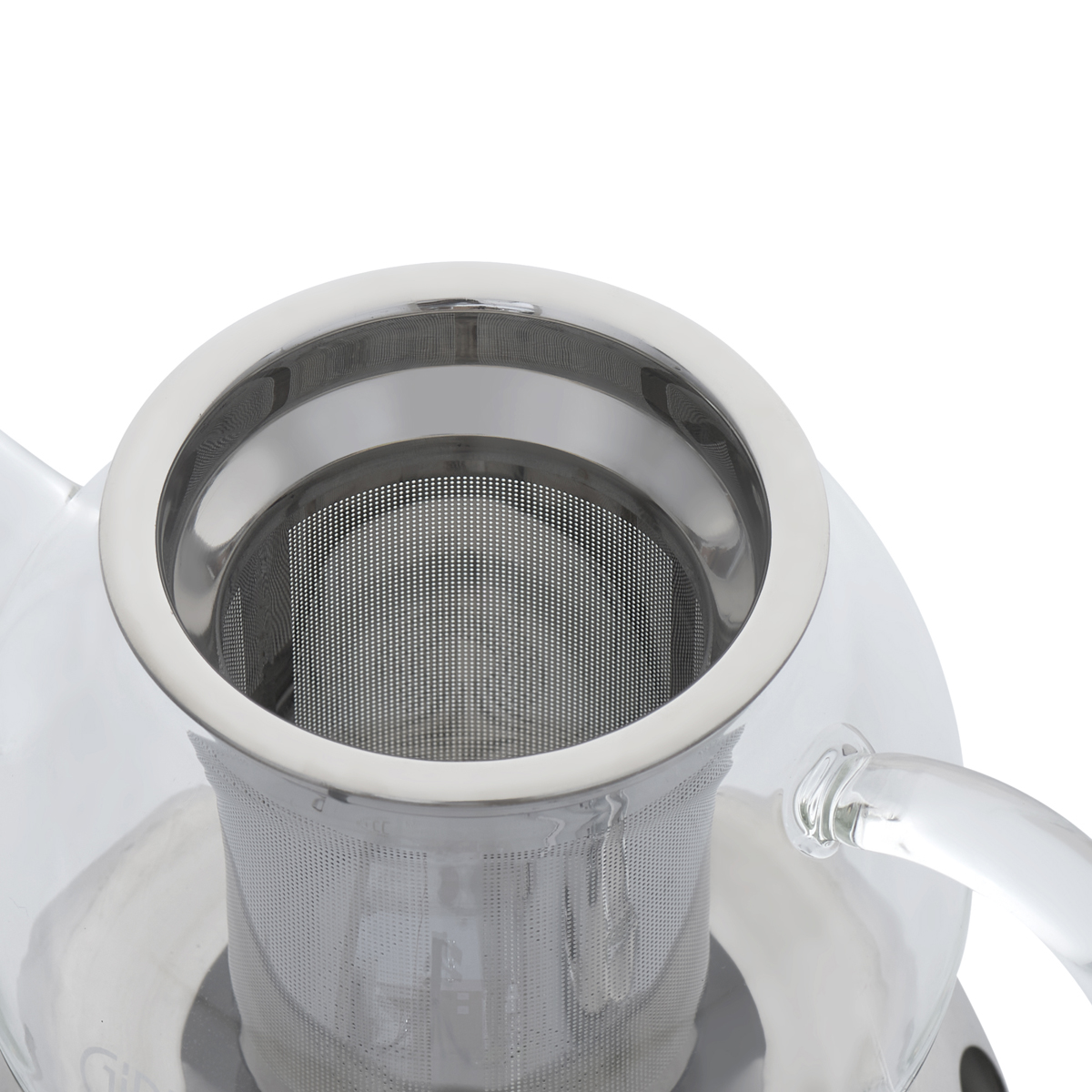 картинка 7084 GIPFEL Чайник заварочный 600мл с подставкой для подгрева от свечи. Материал: боросиликатное стекло. Ситечко, крышка, подставка нержавеющая сталь. от магазина Gipfel