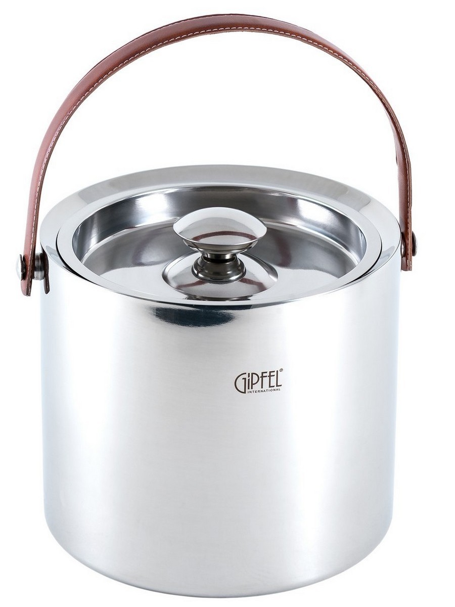 картинка 2124 GIPFEL Ведро для льда 19х18,5см. Материал: нерж сталь 304, искуственная кожа. от магазина Gipfel