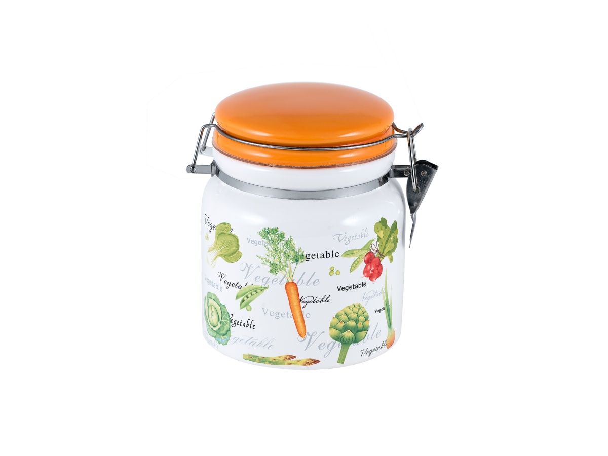 картинка 3851 GIPFEL Емкость для хранения продуктов с герметичной крышкой VEGETAL 1000мл. Материал: керамика. Базовые цвета: белый, оранжевый. от магазина Gipfel
